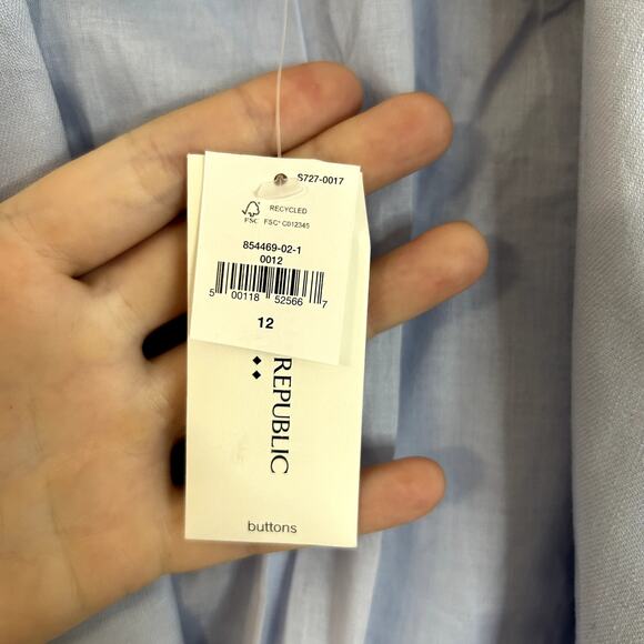 Banana Republic Linen Ruched Sleeve Blazer Womens Size 12 Blue Meditation NWT - Picture 9 of 10